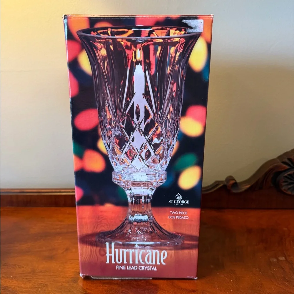 St. George Toscany crystal hurricane lamp candle holder - Picture 2 of 8